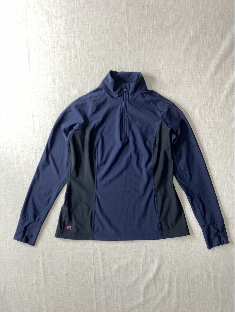 Ruby Ribbon Womens 1/4 Zip Pullover Jacket S Blue Navy Colorblock Athleisure